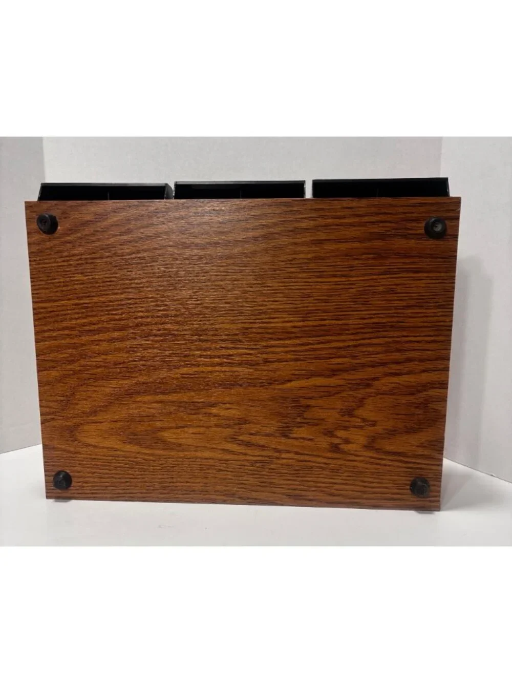 Vintage 80s Faux Wood Grain 42 Place Cassette Organizer With 3 Drawers